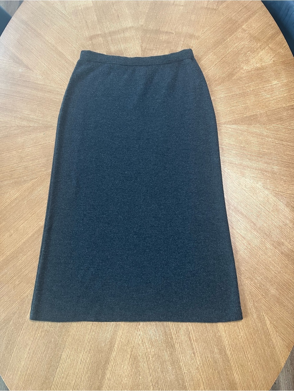 Eileen Fisher Grey Long Knit 100% Merino Wool Classic Skirt Women’s Large
